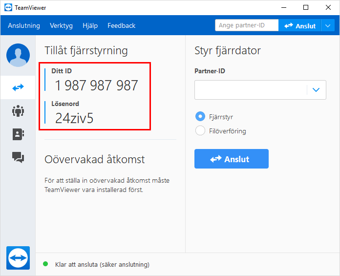 TeamViewer ID och lösenord TeamViewer ID och lösenord
